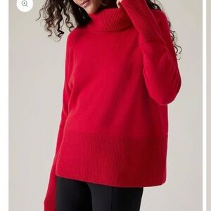 Athleta Wool & Cashmere Bold Red Cowl Neck Sweater